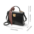 Luxury Genuine Leather Crossbody Bag – Versatile Messenger Handbag with Scarf Decor for Women