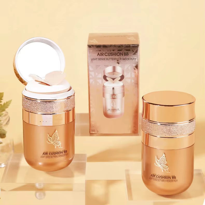 Coussin d'air BB crème papillon houppette fond de teint hydratant anti-cernes blanchissant contrôle du sébum maquillage waterproof cosmétiques