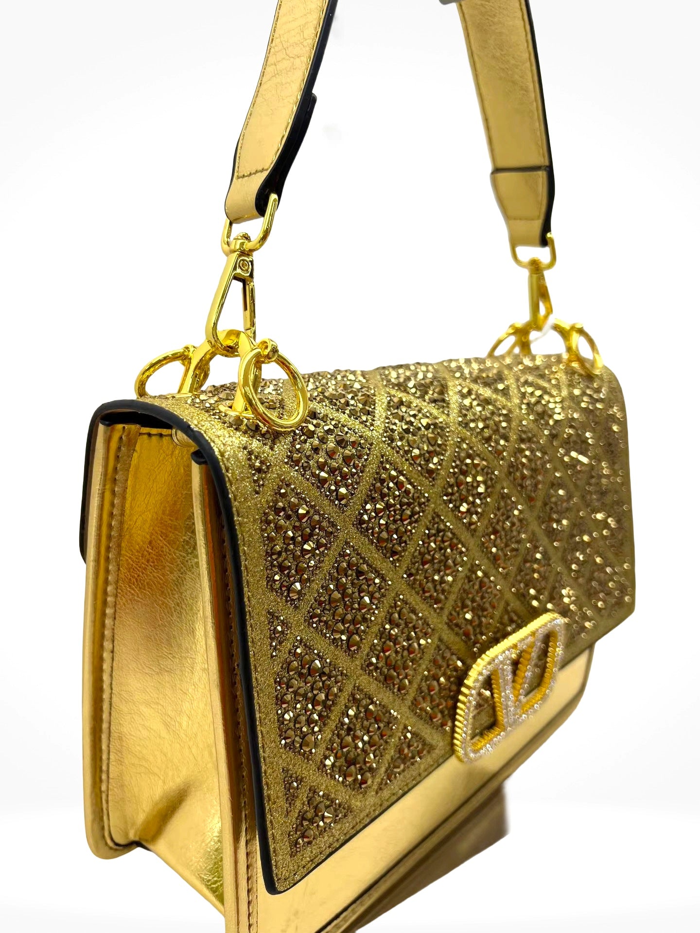 Diamond-Studded Shoulder Bag
