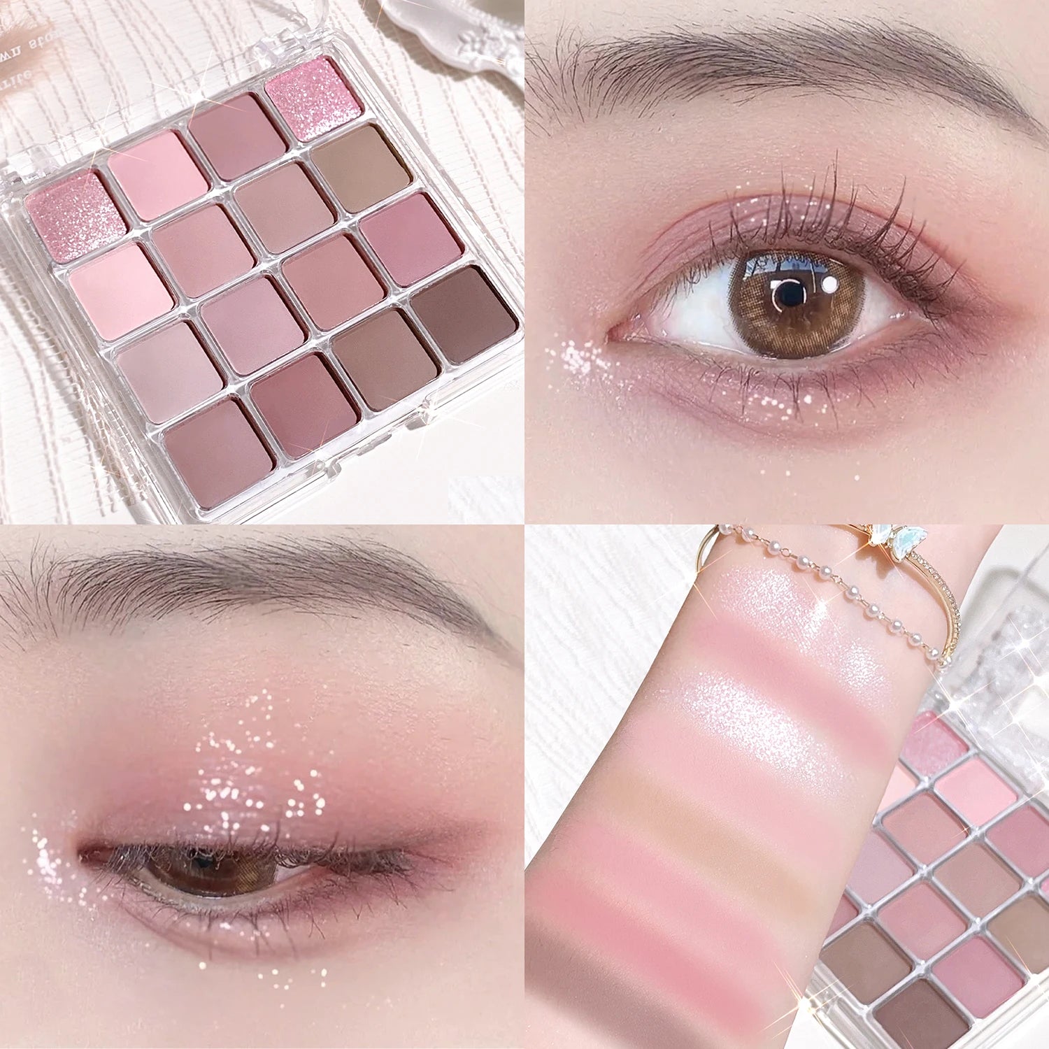 16-Color Sunset Eyeshadow Palette – Matte & Shimmer Earth Tones, Waterproof Korean Eye Makeup