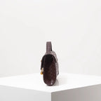 Woven Burgundy Baguette Clutch with Gold Lock