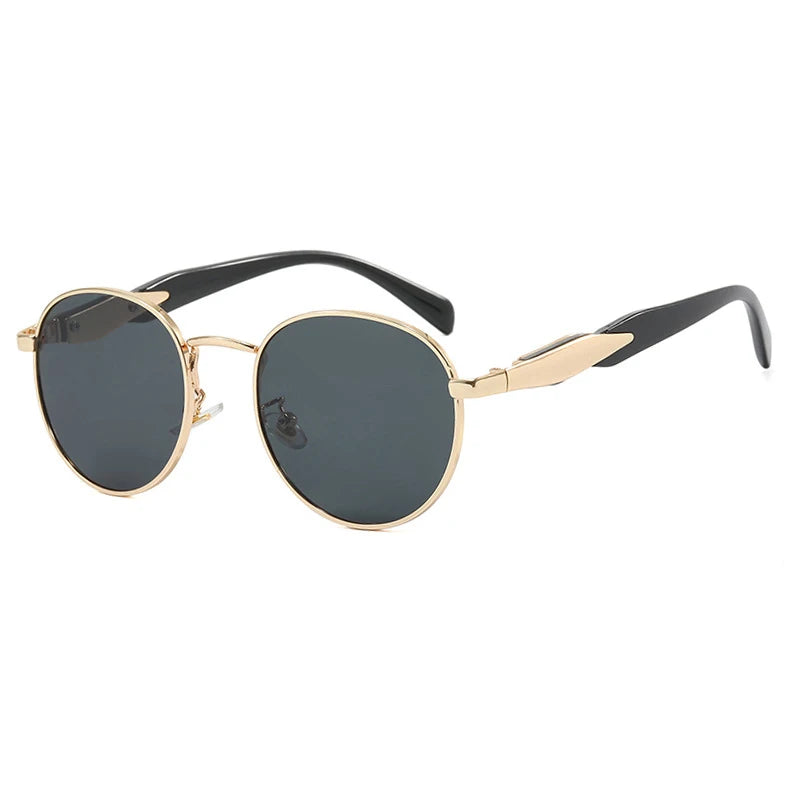 Retro Circular UV400 Sunglasses for Women & Men – Alloy Frame Fashion Shades