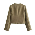 Women's Elegant Cropped Jacket – Long Sleeve Short Coat