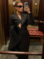 V-Neck Blazer & Slim Long Skirt Set