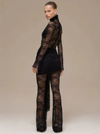 Lace See-Through Ruched Jumpsuit