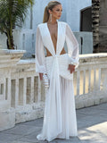 Deep V Backless Maxi Dress
