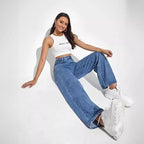 Wide-Leg High-Rise Denim Jeans – Vintage Fit with Modern Flair