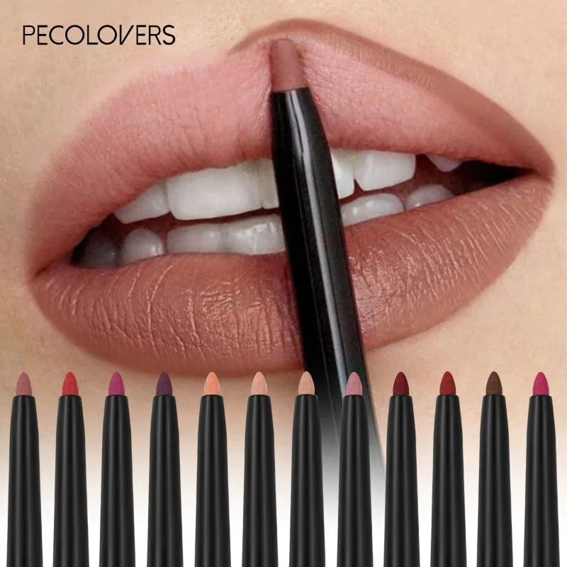 Waterproof Matte Lipliner Pencil – Long-Lasting Contour Tint for Lips | 12 Moisturizing Colors