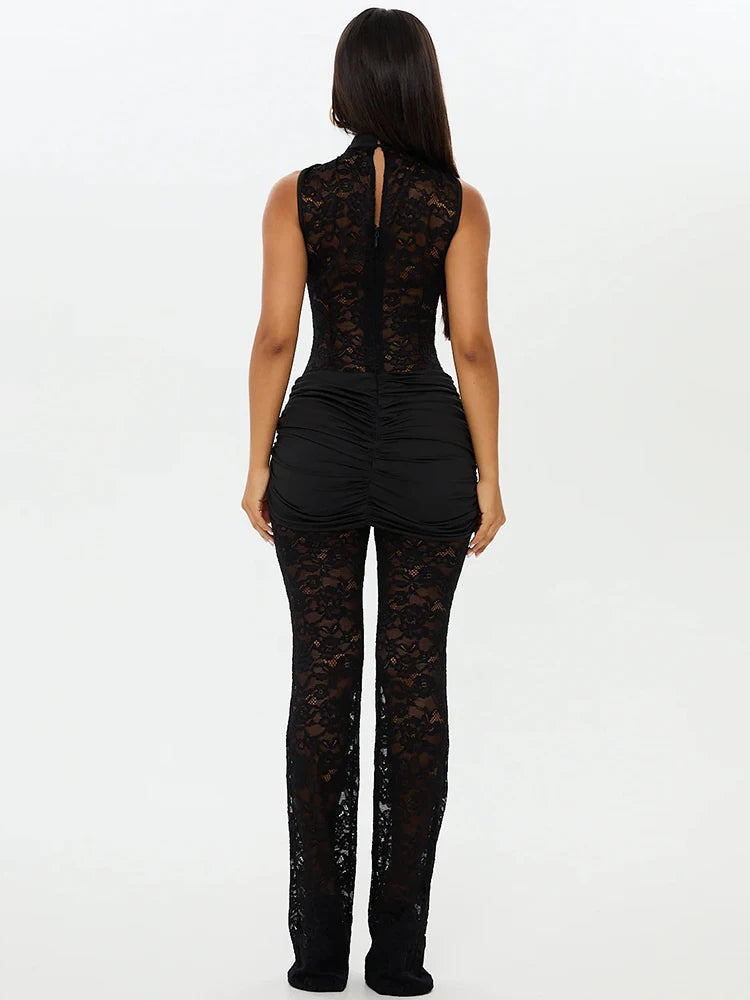 Elegant Hollow Out Lace Jumpsuit