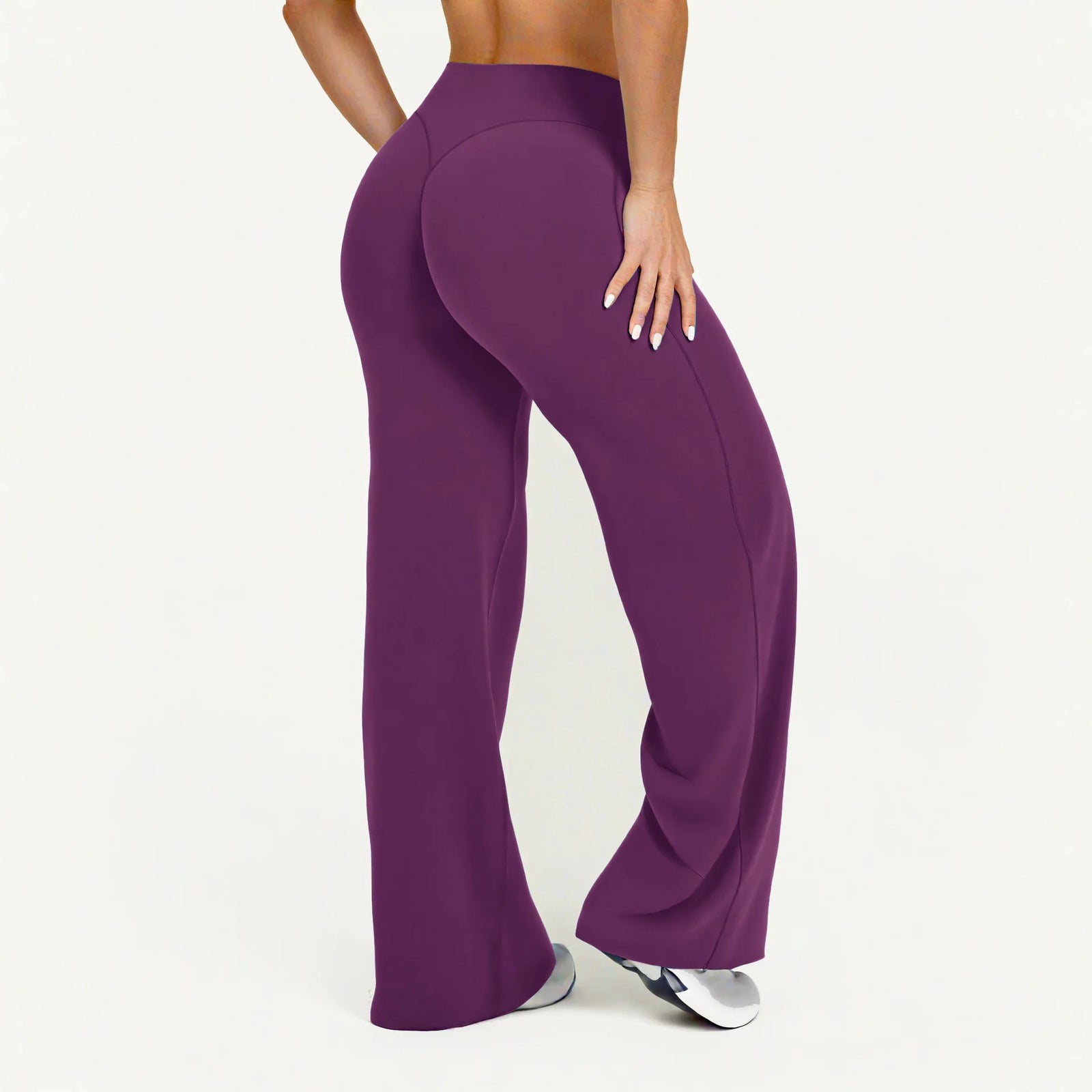 Pantalon de yoga ultra doux à jambe droite – Pantalon de sport taille mi-haute effet seconde peau pour femme