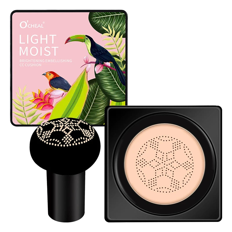 OCHEAL Mushroom Head BB Cream – Concealer Cushion Foundation with Puff | Waterproof, Brightening & Long-Lasting | 20g