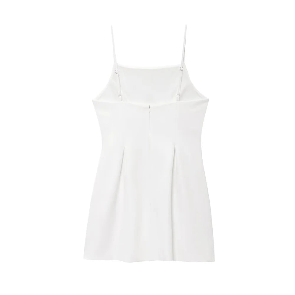 Robe courte élégante sans manches à col carré – Style élégant dos nu