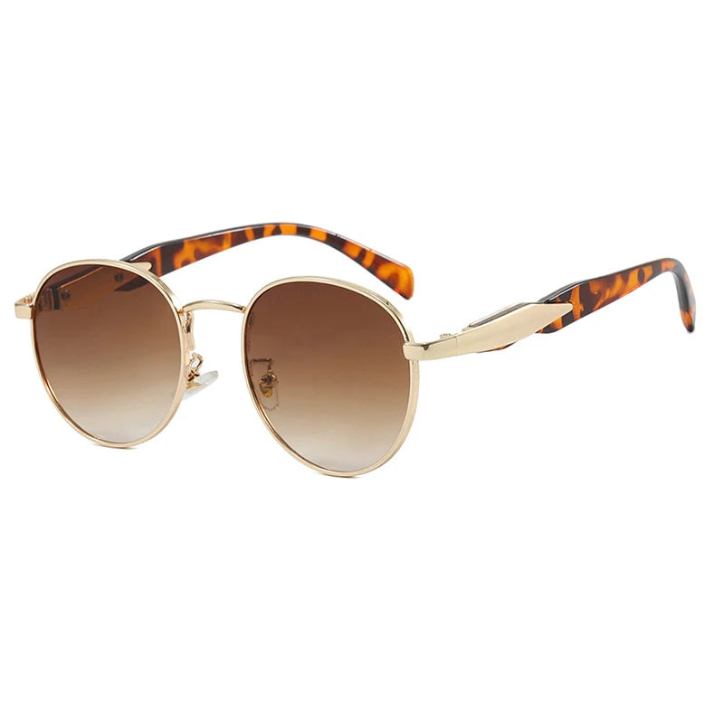 Retro Circular UV400 Sunglasses for Women & Men – Alloy Frame Fashion Shades