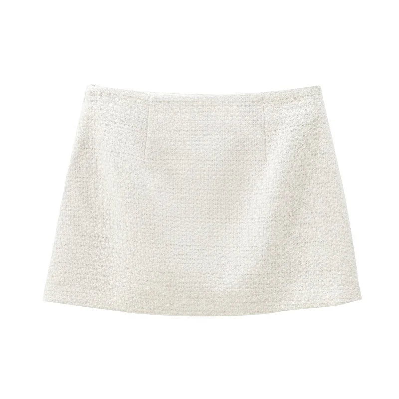 Blouson aviateur court en tweed blanc pour femme – Vêtements d'extérieur de printemps style streetwear universitaire