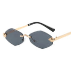 Luxuriöse randlose Polygon-Sonnenbrille für Damen – Vintage Braun Rhombus Gradient UV400 Brillen