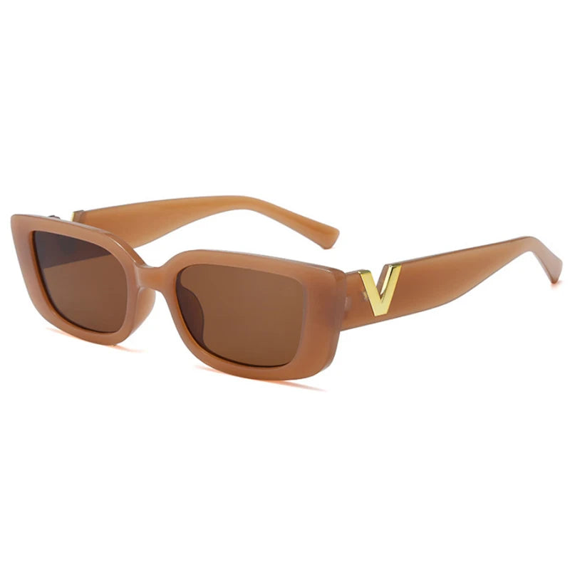 Vintage Rectangle Sunglasses for Women – Small Frame UV400 Luxury Shades