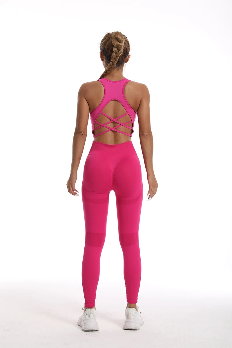 Seamless Sports Set – Bra & High-Waist Compression Leggings