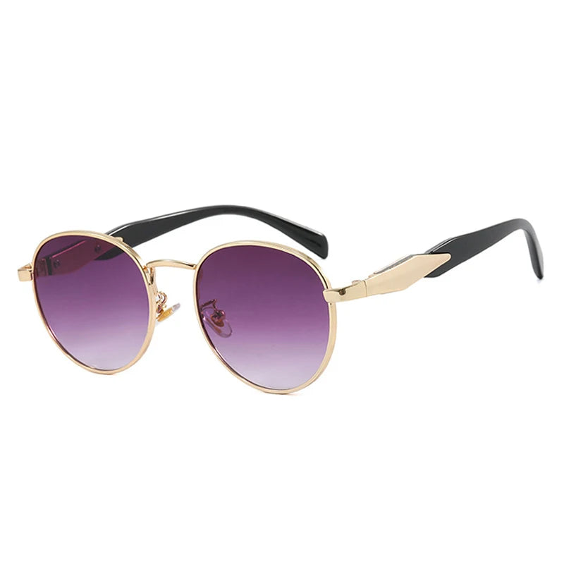 Retro Circular UV400 Sunglasses for Women & Men – Alloy Frame Fashion Shades