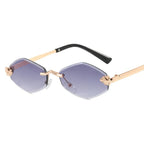 Luxuriöse randlose Polygon-Sonnenbrille für Damen – Vintage Braun Rhombus Gradient UV400 Brillen