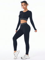 Seamless 2-Piece Workout Set – Scrunch Butt Leggings & Long Sleeve Crop Top