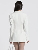 Deep V-Neck Double-Breasted Mini Blazer Dress