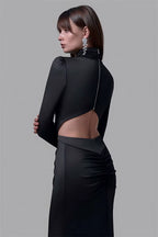 Premium Turtleneck Backless Split Maxi Dress
