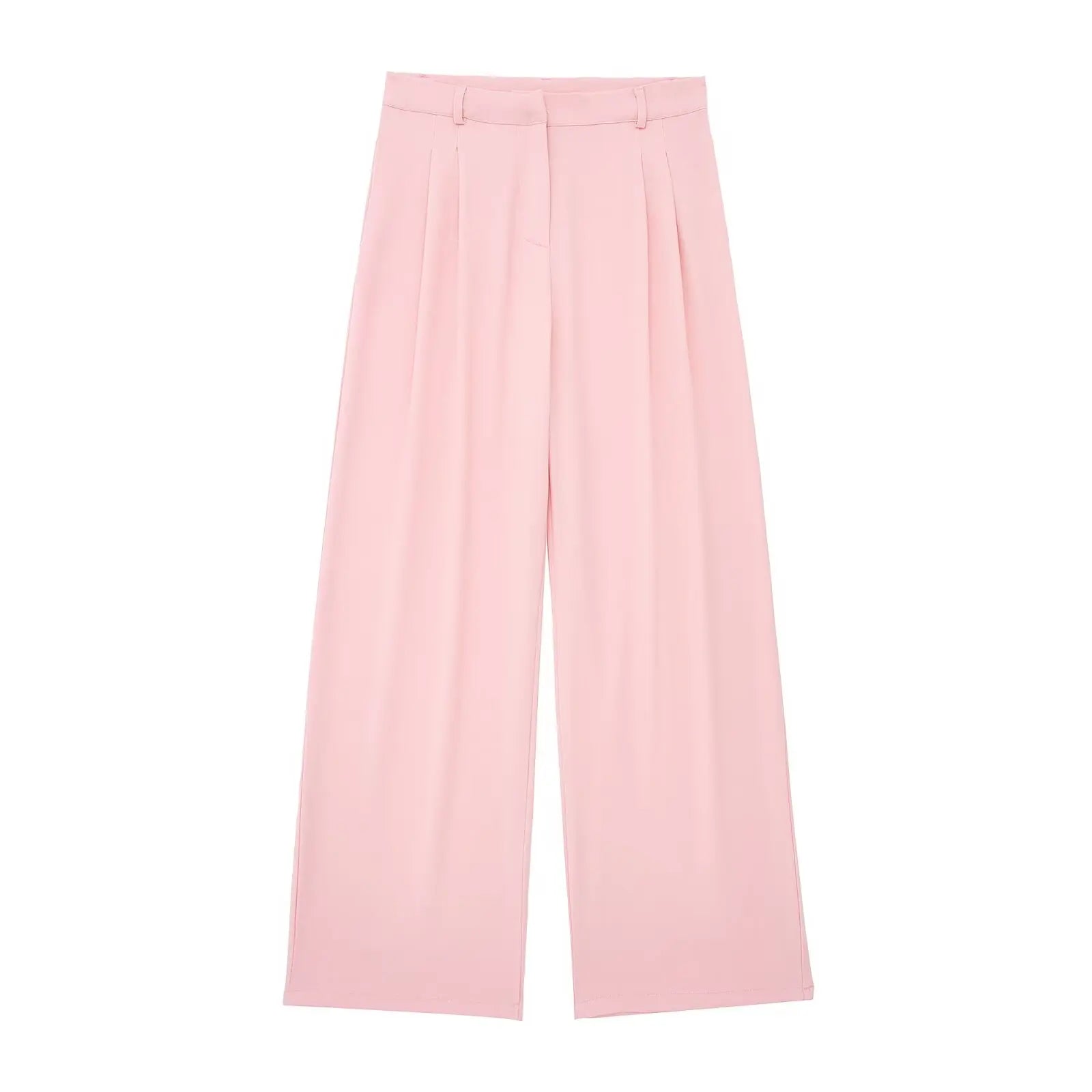 Women’s 2-Piece Office Set – Halter Vest Top & High Waist Wide-Leg Pants with Pockets