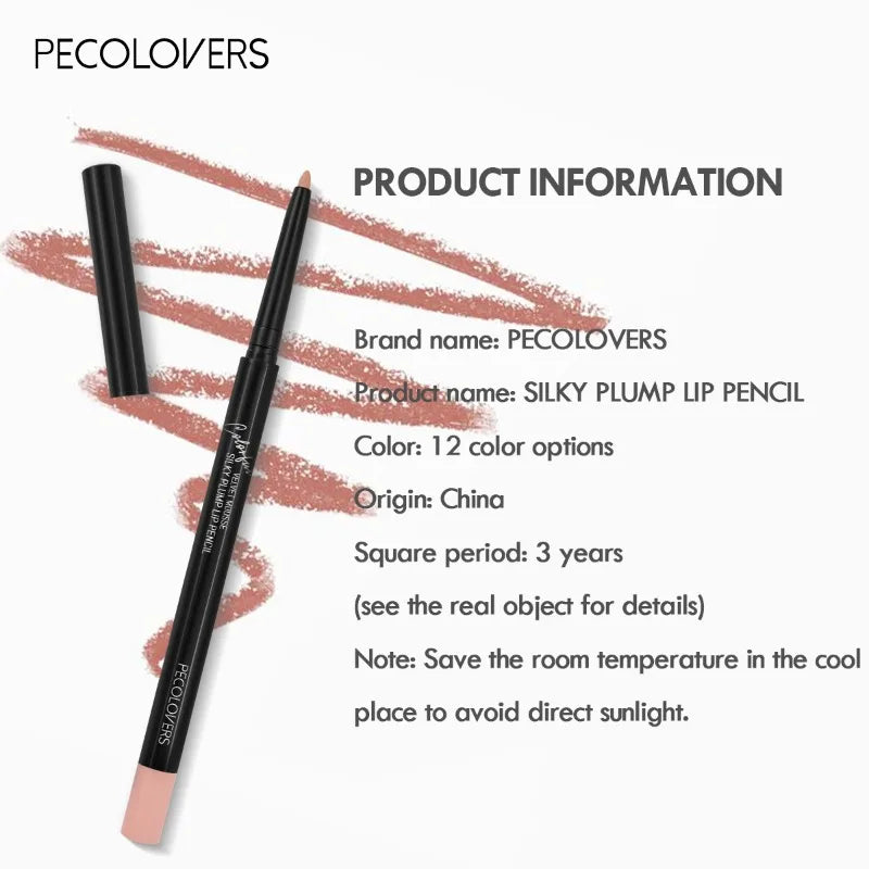 Waterproof Matte Lipliner Pencil – Long-Lasting Contour Tint for Lips | 12 Moisturizing Colors