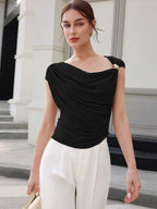 Draped Sleeveless Crop Top – Chic Off-Shoulder Streetwear Style