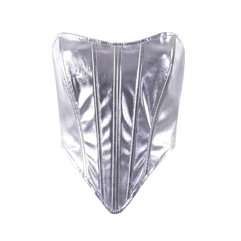 Metallic Corset Top – Strapless Y2K Slim Fit Bustier