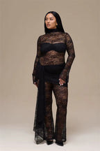 Lace See-Through Ruched Jumpsuit
