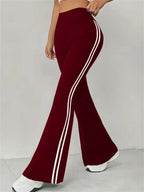 High-Waist Flared Pants – Sporty Side Stripe Streetwear