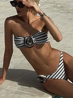Romantic 3D Flower Bikini Set – Bandeau Swimwear with Feminine Charm