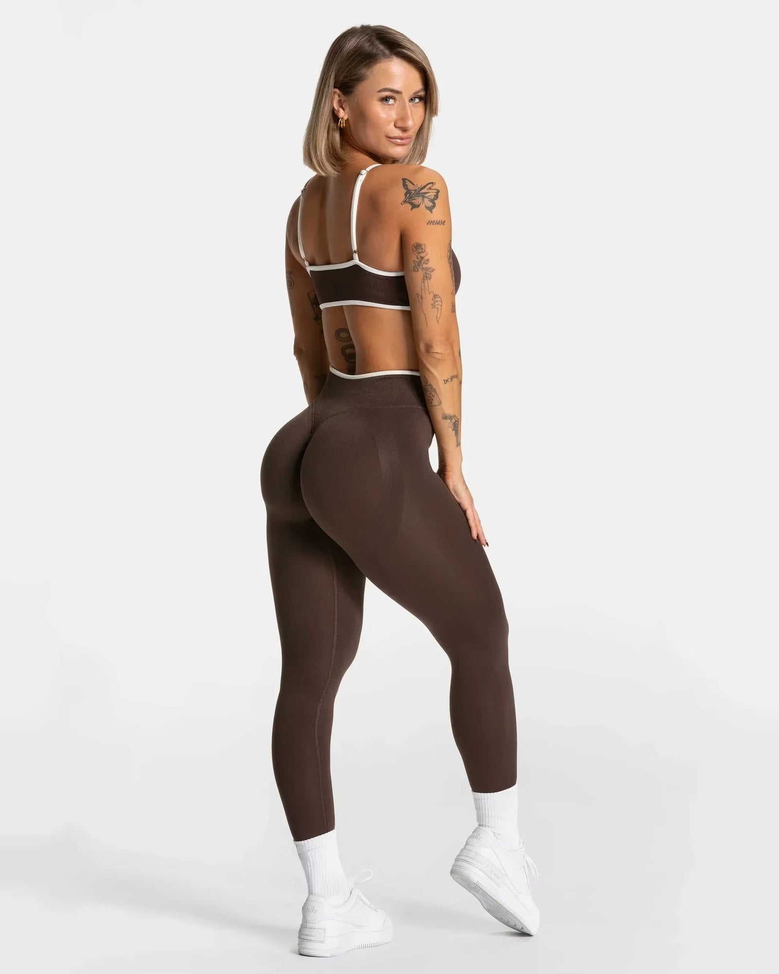 Seamless 2-Piece Yoga Set –Brown