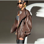 Oversized Leather Zip Jacket