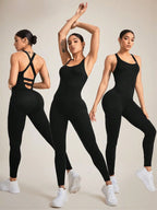Kryds-ryg mavekontrol jumpsuit – Sculpting Activewear 