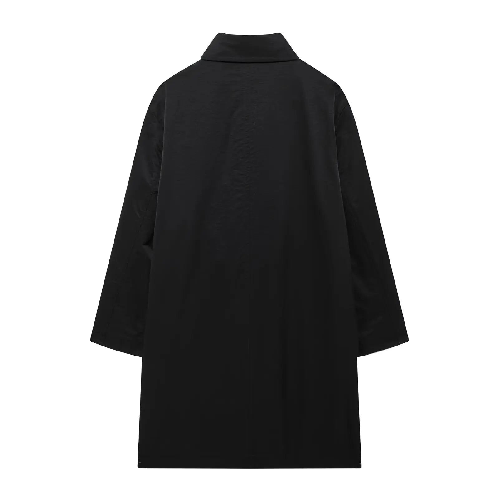 Minimalistická černá větrovka – dlouhá nepromokavá pouliční styl