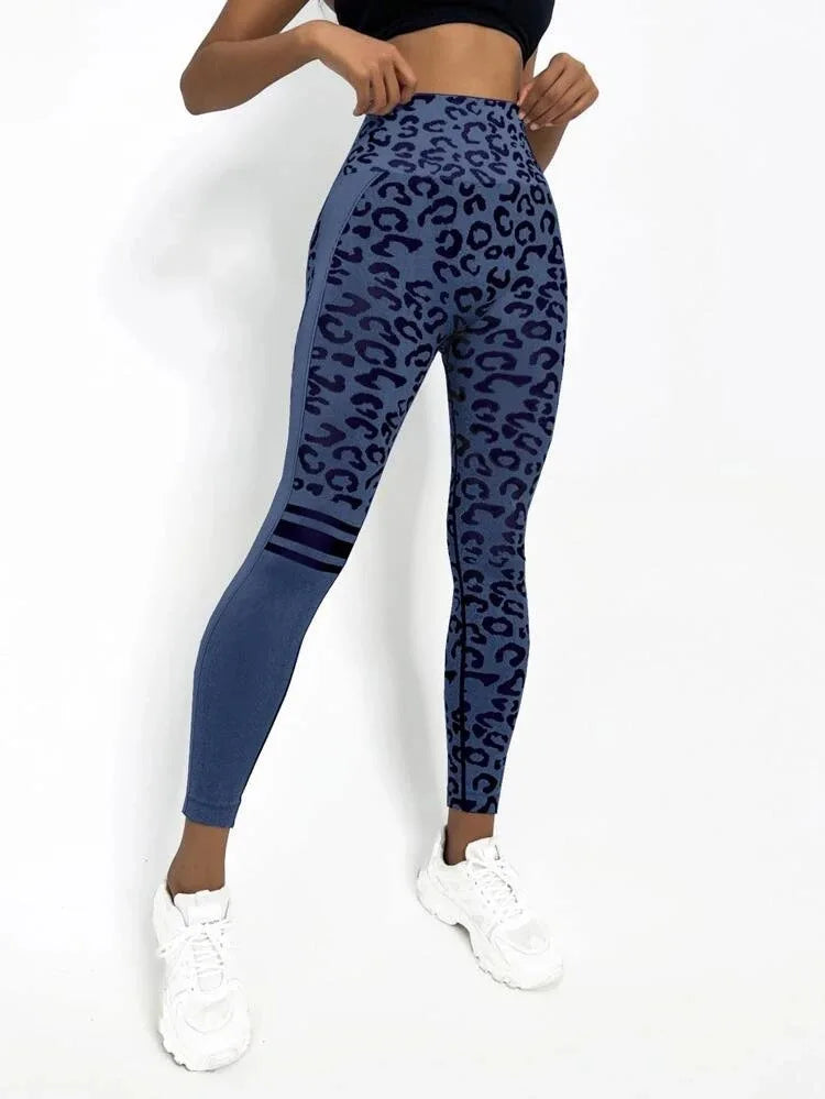 Seamless High Waist Leopard Yoga Leggings – Booty-Lifting Fitness Pants for Women