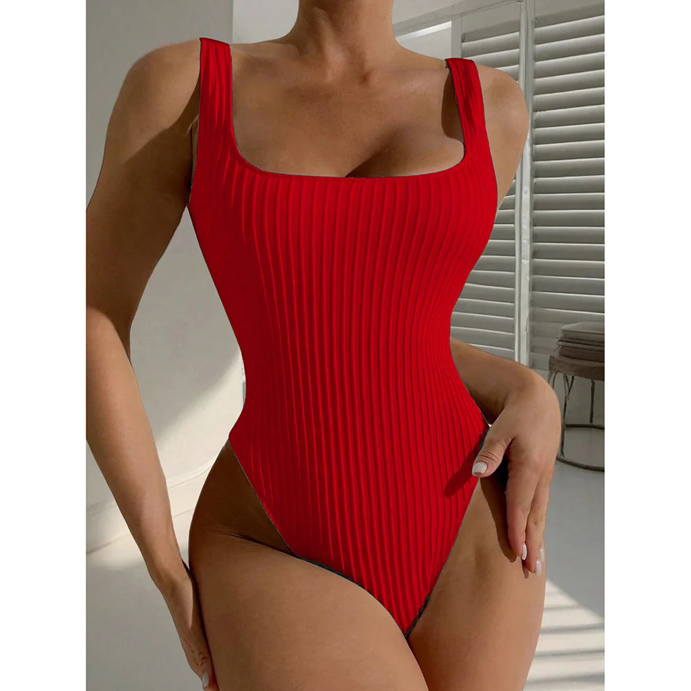 Coastal Curve – Sculpted Texture Swimwear