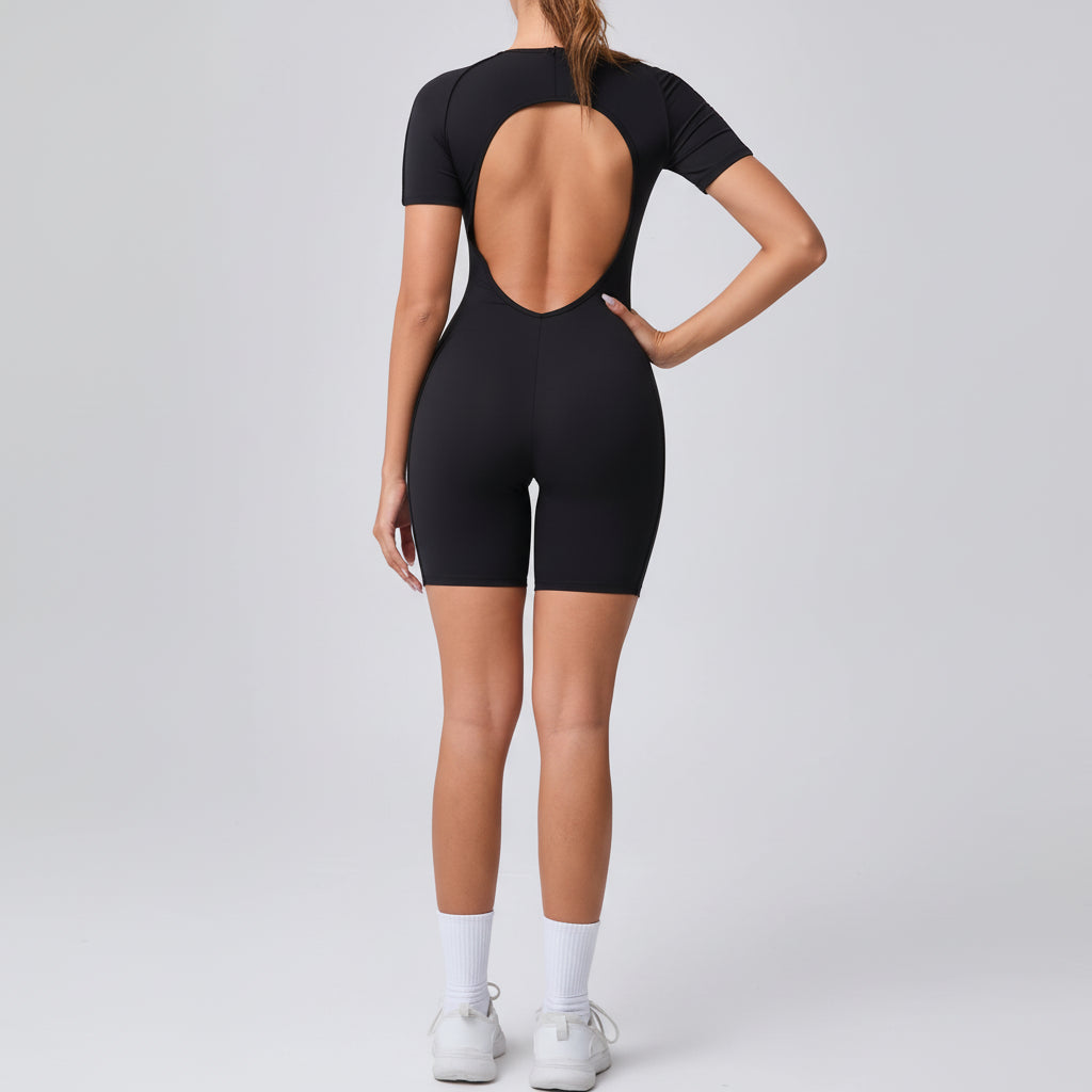 Contour Fit Yoga Romper -Black