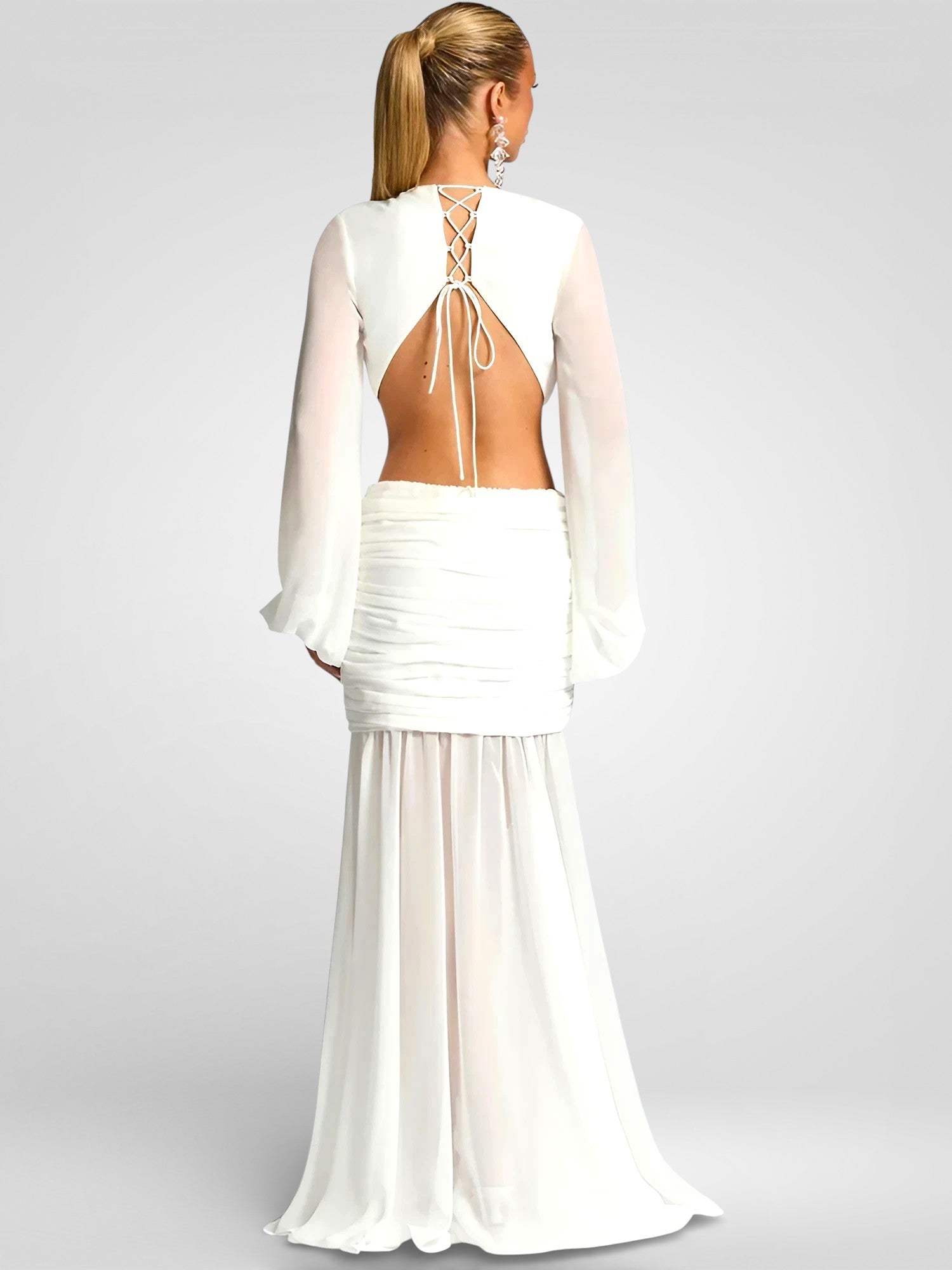 Deep V Backless Maxi Dress