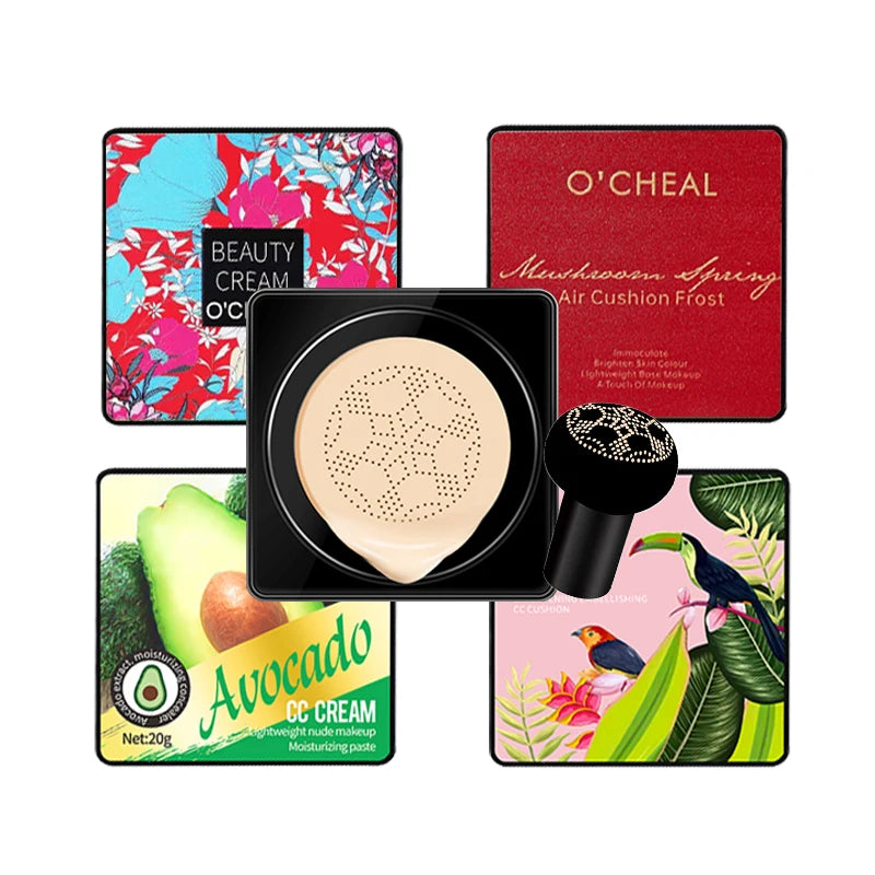 OCHEAL Mushroom Head BB Cream – Concealer Cushion Foundation with Puff | Waterproof, Brightening & Long-Lasting | 20g