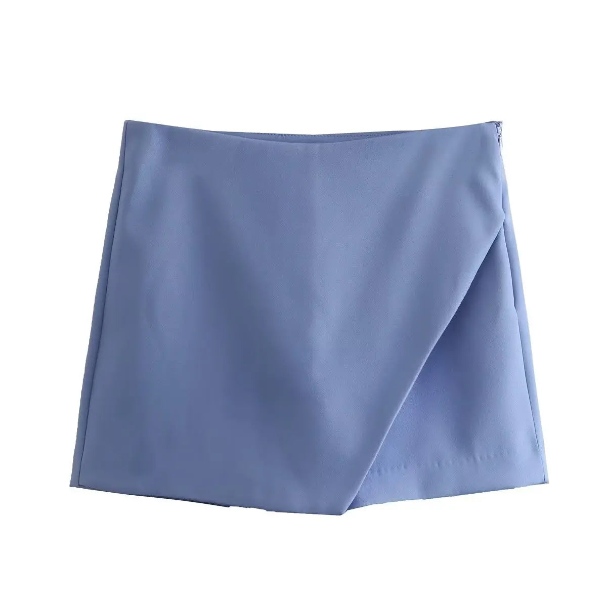 Women's Asymmetrical High Waist Skort – Vintage Zipper Shorts Skirt with Back Pockets