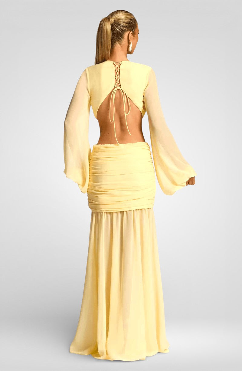 Rückenfreies Maxikleid mit tiefem V-Ausschnitt