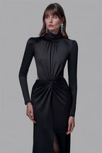 Premium Turtleneck Backless Split Maxi Dress