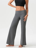 High-Waist FlowFold Flare Pants – Comfy & Stylish Stretch Loungewear