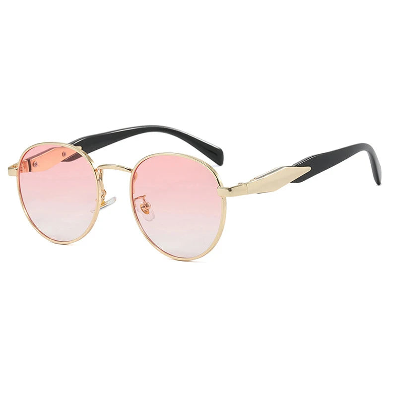 Retro Circular UV400 Sunglasses for Women & Men – Alloy Frame Fashion Shades