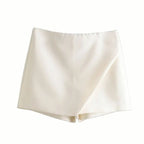 Falda pantalón asimétrica de cintura alta para mujer: falda corta vintage con cremallera y bolsillos traseros