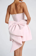 Pearl Strapless Mini Dress – Sexy Backless Bow Club Dress for Women