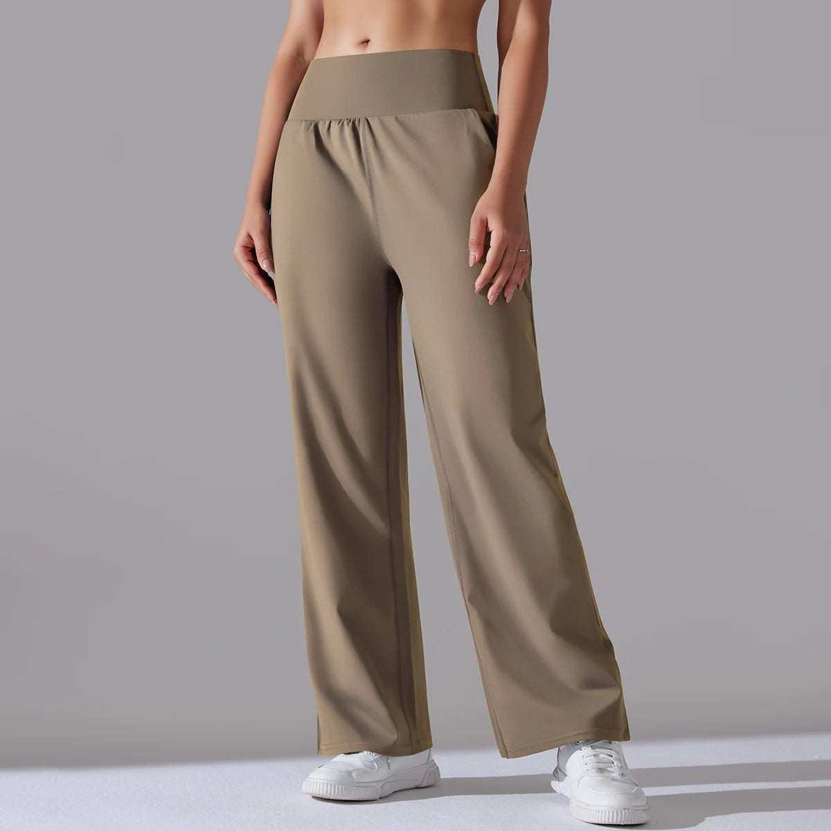 FlexDrift High-Waist Lounge Pants – Buttery Soft Wide-Leg Fit in Cocoa